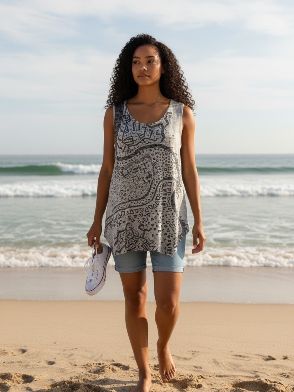 I Noah XS Light Gray Top Or Mini Dress  with Black Accent In EUC